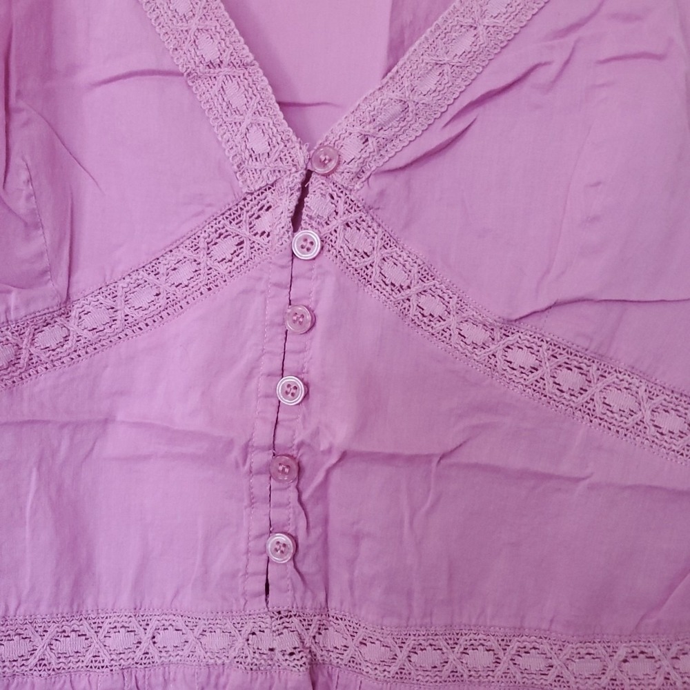 United Colors of Benetton Purple Crochet Lace Trim Button Front Tank Top Size M - Picture 3 of 16